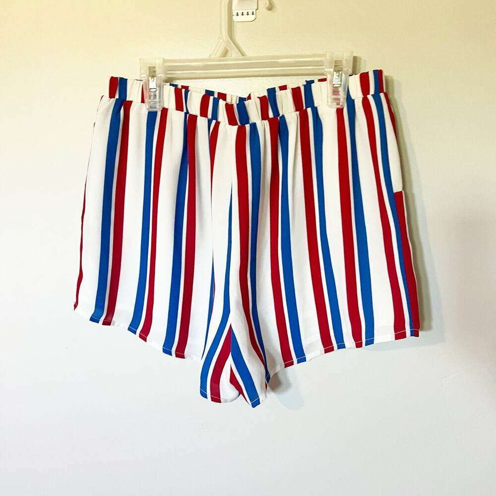 Buddy love Americana red blue white striped shorts women’s medium‎